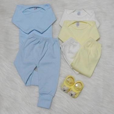 Imagem de Body Manga Longa Bebê + Mijão com Pé Reversível + Sapatinho com bichin
