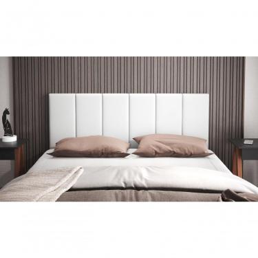 Imagem de Cabeceira Casal Laura 1,40 Almofadada Corino Branco