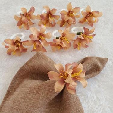 Imagem de Kit 04 Anéis Porta Guardanapo Argola Prendedor Mesa Posta Flor de Líri