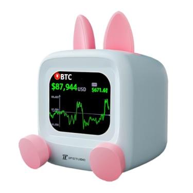 Imagem de Vastarry Exibição de preço de Bitcoin em tempo real, criptomoedas e mercado de ações, relógio de mesa com rastreamento de moeda virtual, relógio eletrônico para animais de estimação e exibição de