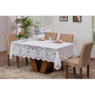 Imagem de Toalha De Mesa Renda 6 Lugares Retangular Branca  - ÉDECASAENXOVAIS