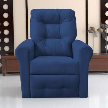 Imagem de Poltrona Reclinável para Descanso Thalia Suede Azul - CASA H