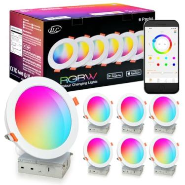 Imagem de ILC Luminárias Embutidas De Led De 6 Polegadas, Compatíveis Com Alexa (Echo Hub Necessário), 14 W, Controladas Por Aplicativo, Mudança De Cor Rgb, Bluetooth Mesh Ajustável De 2700 K A 6000 K (Pacot