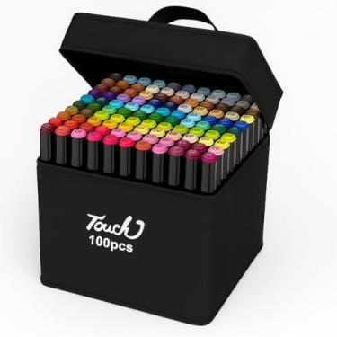 Imagem de Caneta Marcador Para Colorir Desenho Profissional 24, 36, 48, 60, 80, 100, 120, 168 Cores Conjunto De Canetinhas Pontas Duplas Codificados por Cores Vivas para Desenho (100)