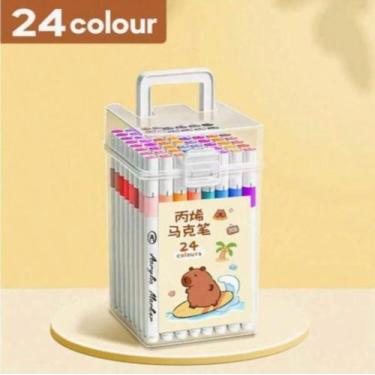 Imagem de Caneta Marcador Tinta Acrílica Ponta Dupla 24 Cores - Generico