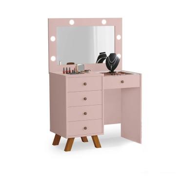 Imagem de Penteadeira Com Led E Espelho Nice Rosê