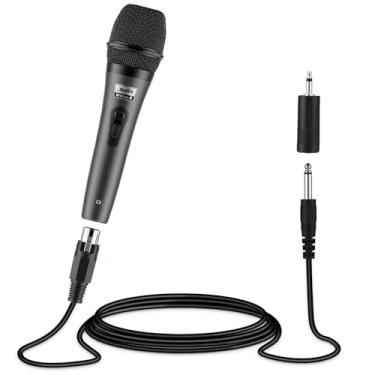 Imagem de Moukey Microfone de karaokê, microfone dinâmico com cabo de 4 metros, microfone cardioide portátil com fio, microfone XLR para cantar/palco, compatível com máquina de karaokê/sistema