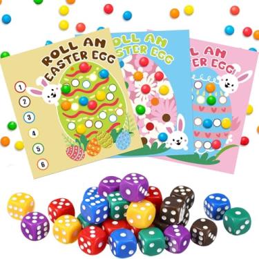 Imagem de Soulchen 30 Sets Easter Games Spring Party Activity Egg Roll Game Cards 30 Dice for Family Easter Party Supplies