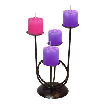 Imagem de Castiçal 4 Aros Coroa Advento 4 Velas Candelabro Cores 3 - Velitas (r)