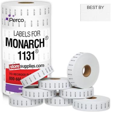 Imagem de Perco Best by Labels for Monarch 1131 Price Gun - 8 rolos, 20.000 etiquetas de marcação