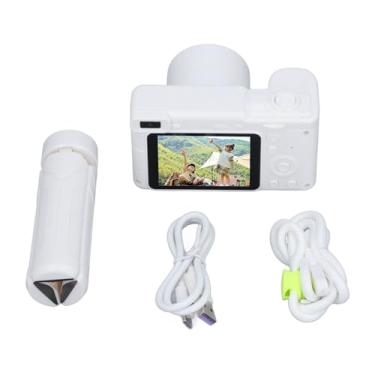 Imagem de Câmera de câmera digital Câmera de foco automático VLOGGING 2.4in IPS Screen 8x Zoom de alta definição Câmera de viagem com lentes duplas traseiras de alta definição para (Branco)
