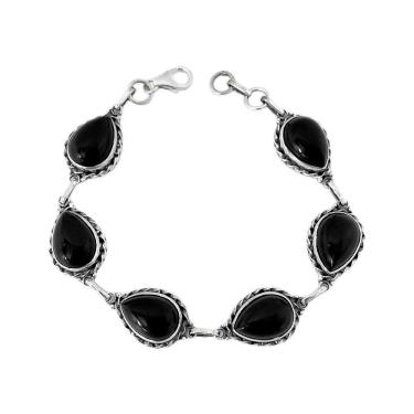 Imagem de Pulseira Gotas Pedra Onix Prata De Bali 925