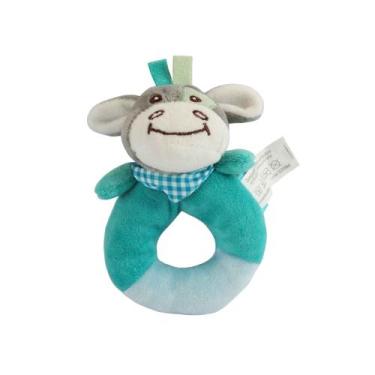 Imagem de Pelúcia Chocalho Oval Vaquinha Azul com Som Macio - CLINGO