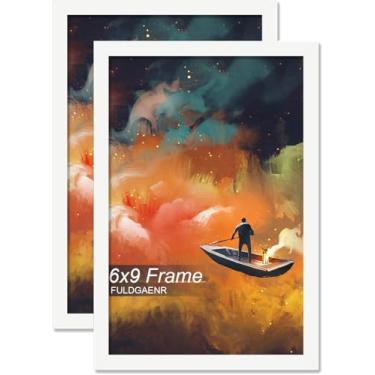 Imagem de FULDGAENR Conjunto de 2 porta-retratos 15 x 23 cm, molduras brancas para certificado de pôster fotográfico de 15 x 23 cm, moldura de parede/mesa de alta transparência com visor vertical horizontal