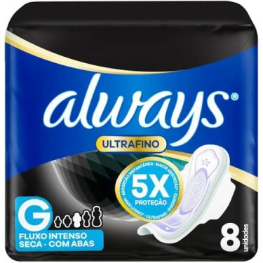 Imagem de Absorvente Noturno Always Ultrafino Noites Tranquilas Cobertura Seca com Abas - 8 unidades