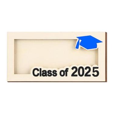 Imagem de KiBcsLic Porta-cartão de Presente de Formatura de Madeira 2025, 19,4 X 9,9 X 0,8 Cm, Azul, Tamanho real