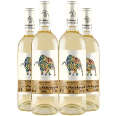 Imagem de Vinho Branco La Vache Espagnole Macabeo 750ml Kit 4 Garrafas