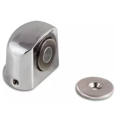 Imagem de Trava Porta Magnética Imã Batedor de Porta DES04 Cromado Inox 3,5 cm x 3 cm x 4,5 cm com Parafuso