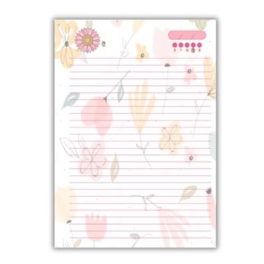 Imagem de Refil de fichário 80 folhas universitário florido decorado pautado