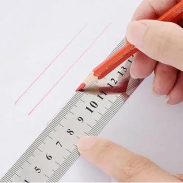 Imagem de Régua De Aço Inox 60cm 24 Pol Profissional Projeto Patchwork Para Desenho Escola Artesanato Patch Projetista Costureira Desenhista Cor Prateado Projeto Patchwork Para Desenho Escola - Lanmax/NYBC