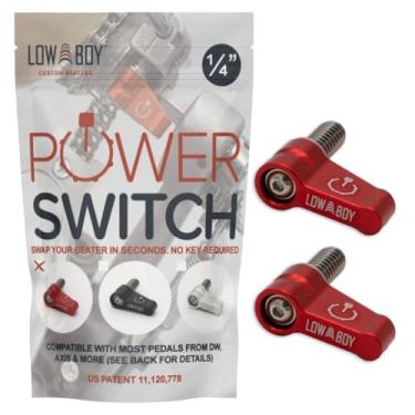 Imagem de Interruptor de energia de 1/10.2 cm da Low Boy - Parafuso de polegar de liberação rápida do batedor de bumbo Serve para pedais DW/Axis/Drumnetics/Volta (vermelho, pacote com 2)