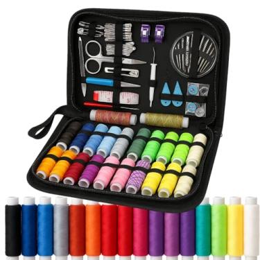 Imagem de Kit de Costura Completo Com Linhas Coloridas 90 Peças – Estojo Portátil, Tesoura, Agulhas, Fita Métrica e Acessórios Premium