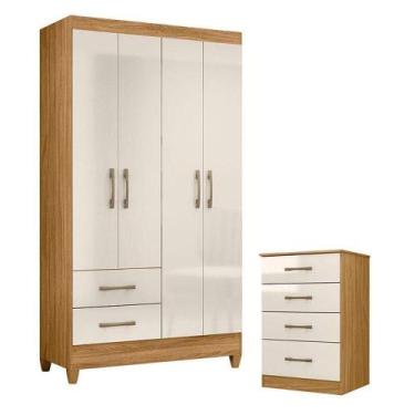 Imagem de Guarda Roupa Solteiro Chile E Cômoda Ms913 Freijó Off White  Moval - M