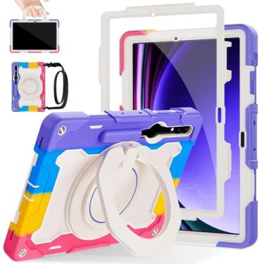 Imagem de ROISKIN Capa para Samsung Galaxy Tab S9 Plus/S9+ 12,4 polegadas 2023 e Galaxy Tab S9 FE+ Plus 12,4 polegadas 2023 com alça de ombro protetora de tela HD | Suporte 360 | Capa à prova de quedas para Tab