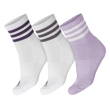 Imagem de Meia Adidas Cano Baixo Cushioned Sportswear 41 ao 43 - Pack Com 3 Pares - Branco e Lilás