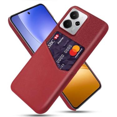 Imagem de Capa para Realme 14,Anti-deslizamento,Proteção contra quedas de 360°,Resistência à impressão digital,Tela e caso de couro PU com 1 slot de cartão atrás-Red