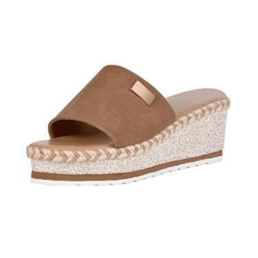 Imagem de Sandálias femininas de cunha mule, Moda, Open Toe, Sandálias femininas plataforma, respirável, antiderrapante, chinelos de praia, para saias longas, saias curtas, calças casuais(Brown,43 EU)