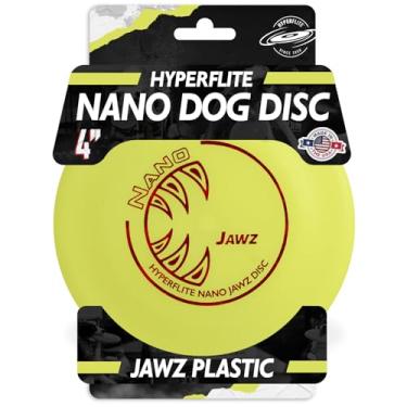 Imagem de Hyperflite Nano Jawz Disc Disco para cães de 10 cm (24 g) | Mini disco voador oficial Skyhoundz para cães pequenos e filhotes | Brinquedo de caça leve para quintal e praia | antirreflexo - amarelo