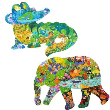 Imagem de Quebra-cabeças GAYISIC Crocodilo e elefantes para crianças de 4 a 10 anos