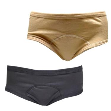 Imagem de Calcinha Geriatrica Protetora Incontinência Urinaria Absorvente Algodão Segura Escapes Urina kit 2un Marrom e Preto (P)