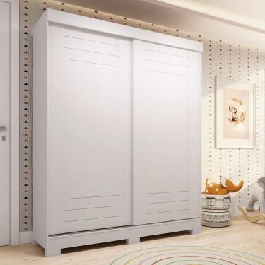 Imagem de Guarda-roupa Infantil 2 Portas de Correr 140cm X 188cm 100% Mdf Lunara Espresso Móveis Branco