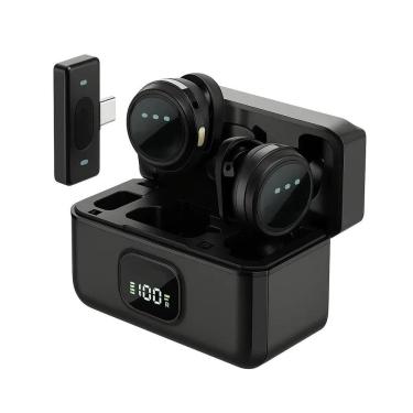 Imagem de Microfone De Lapela Duplo Anti Ruído Sem Fio Redondo Premium