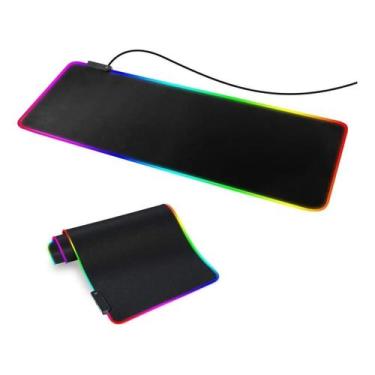 Imagem de Mousepad Gamer Grande Led Rgb 80 X 30 Cm Base Antiderrapante e Borda C