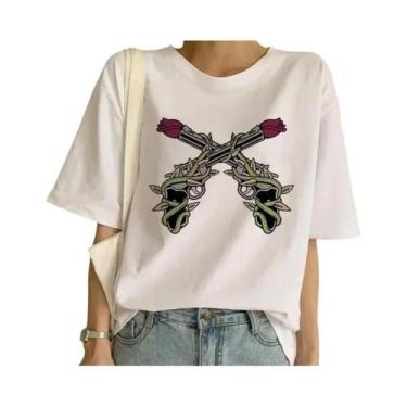 Imagem de Camiseta Feminina Guns N' Roses - Branca - Estilo Punk Rock, BR-G3, Ei