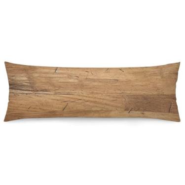 Imagem de Capa de travesseiro retrô de carvalho áspero ultra macia respirável com zíper decorativa para cama fronha para sofá de quarto, 51 x 137 cm