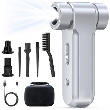 Imagem de Espanador de ar elétrico comprimido - 3 marchas ajustável sem fio 130.000 RPM soprador de ar com luz LED, motor sem escovas recarregável, ventilador durável, para computador, teclado, exterior, casa e