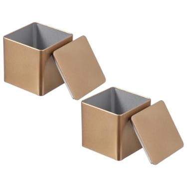 Imagem de PATIKIL Caixa quadrada de lata de 8,5 cm x 8,5 cm x 8,5 cm, 2 peças de caixa de metal para armazenamento portátil com tampa para chá, doces, presentes, lembrancinhas, velas, joias e artesanato
