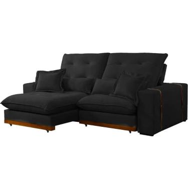 Imagem de Sofá Toronto em Linho 4 Lugares Retrátil e Reclinável 250cm Cor Preto