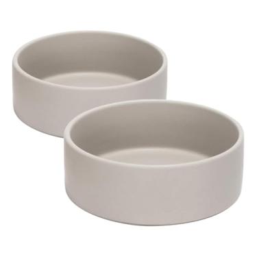 Imagem de SPUNKYJUNKY Tigela de cerâmica para cães e gatos de 1,700 g, tigela de água moderna e pesada para alimentos cinza (embalagem com 2)