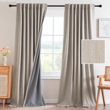 Imagem de H.VERSAILTEX Cortinas blackout 100% blackout com aba traseira de 96 polegadas com bloqueio de luz total cortinas com revestimento cinza para sala de estar com isolamento térmico conjunto de 2 painéis