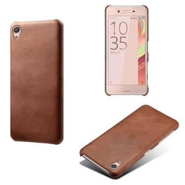 Imagem de Capa para Sony Xperia XA1 Plus,Proteção contra quedas,Casca de volta de cor sólida simples,Design de couro de imitação de plástico-Brown