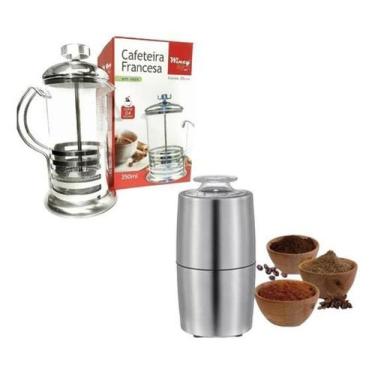 Imagem de Moedor de Café 150W Inox + Cafeteira Prensa 350ml - 110v - Kadê