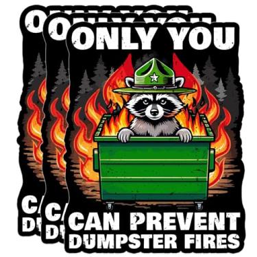 Imagem de Pacote com 3 peças de 7,6 cm - Only You Can Prevent Dumpster Fire Sticker Response Team Stickers Funny Raccoon Meme decalque de vinil à prova d'água para garrafa de água, capa de telefone, capacete,