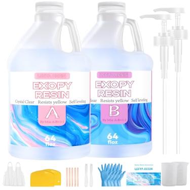 Imagem de LEEYA RESIN Kit de resina epóxi cristalina 1 galão, sem amarelecimento sem bolhas, resina epóxica autonivelante mistura fácil 1: 1, resina epóxi de mesa, fundição de revestimento, pintura, artesanato,