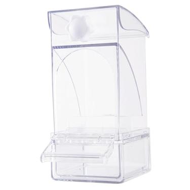 Imagem de MFMEXUL Distribuidor Automático de Alimentos para Pássaros com Grande Capacidade de Armazenamento E Bandeja Removível para Gaiola de Pássaros Adequado para Pe, Claro, Tamanho real
