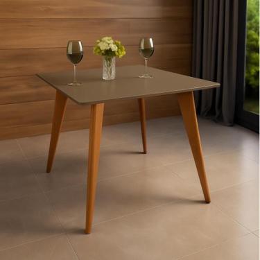 Imagem de Mesa de Jantar Tampo com Vidro Quadrada 90x90cm Fendi Slim - Casa Uai
